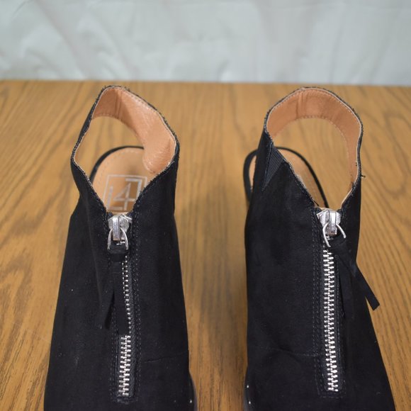 L4L Black Wedge Heels Ankle Open Toe Zipper Size 8 L4L by Lust - Picture 7 of 14